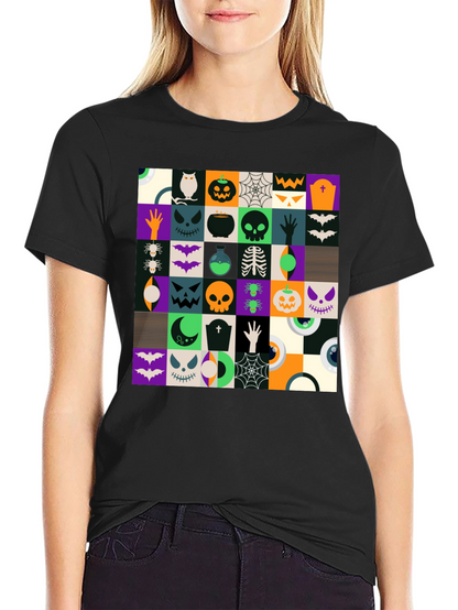 Halloween Pattern Black T-Shirt