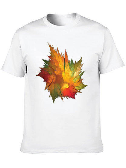 Abstract Autumn Leaf Graphic T-Shirt