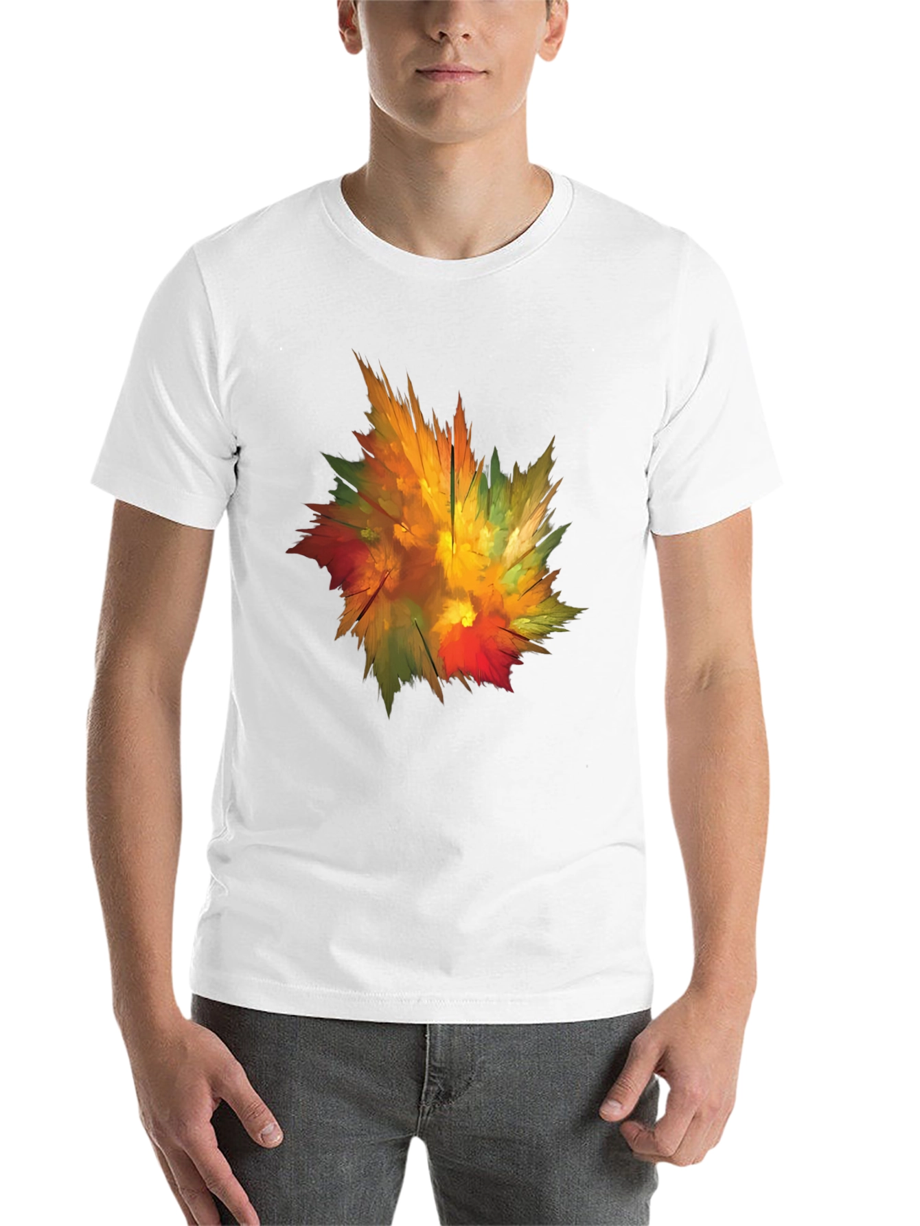Abstract Autumn Leaf Graphic T-Shirt