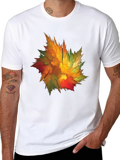 Abstract Autumn Leaf Graphic T-Shirt