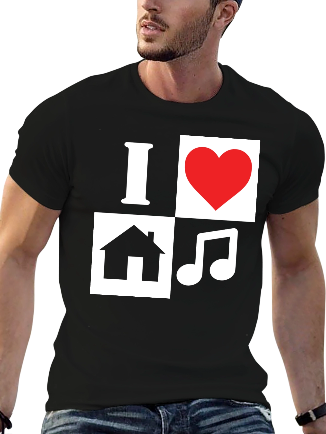 I Love House Music T-Shirt - Black Graphic Tee