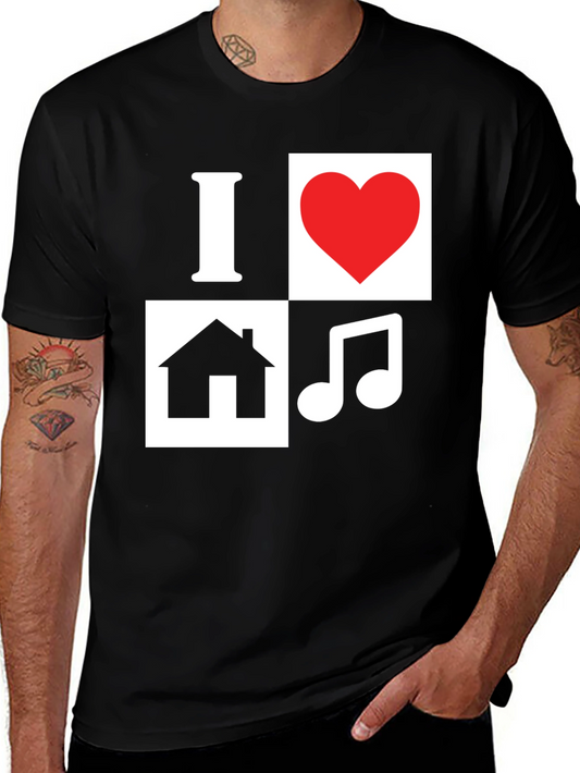 I Love House Music T-Shirt - Black Graphic Tee