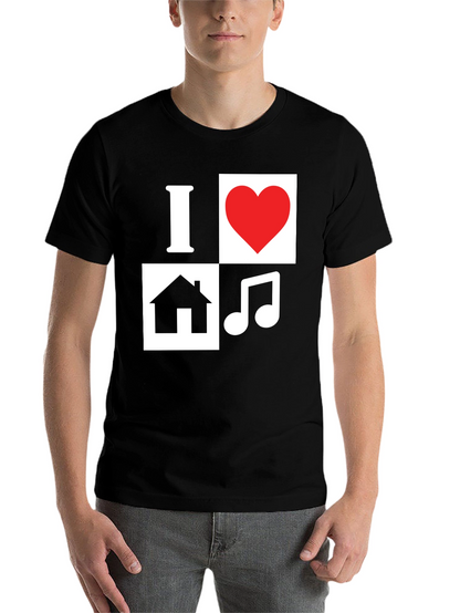 I Love House Music T-Shirt - Black Graphic Tee