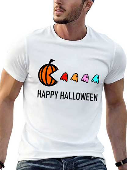 Happy Halloween T-Shirt - Pumpkin Pacman Ghost Design