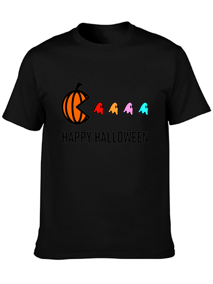 Happy Halloween T-Shirt - Pumpkin Pacman Ghost Design