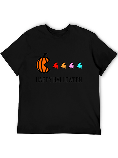 Happy Halloween T-Shirt - Pumpkin Pacman Ghost Design