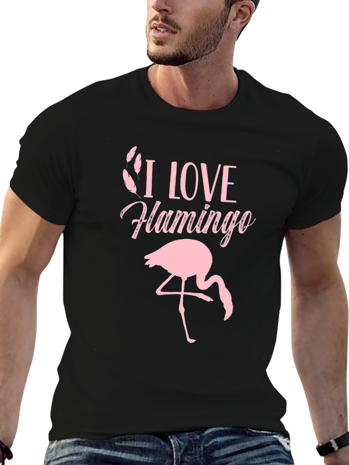 I Love Flamingo Graphic T-Shirt