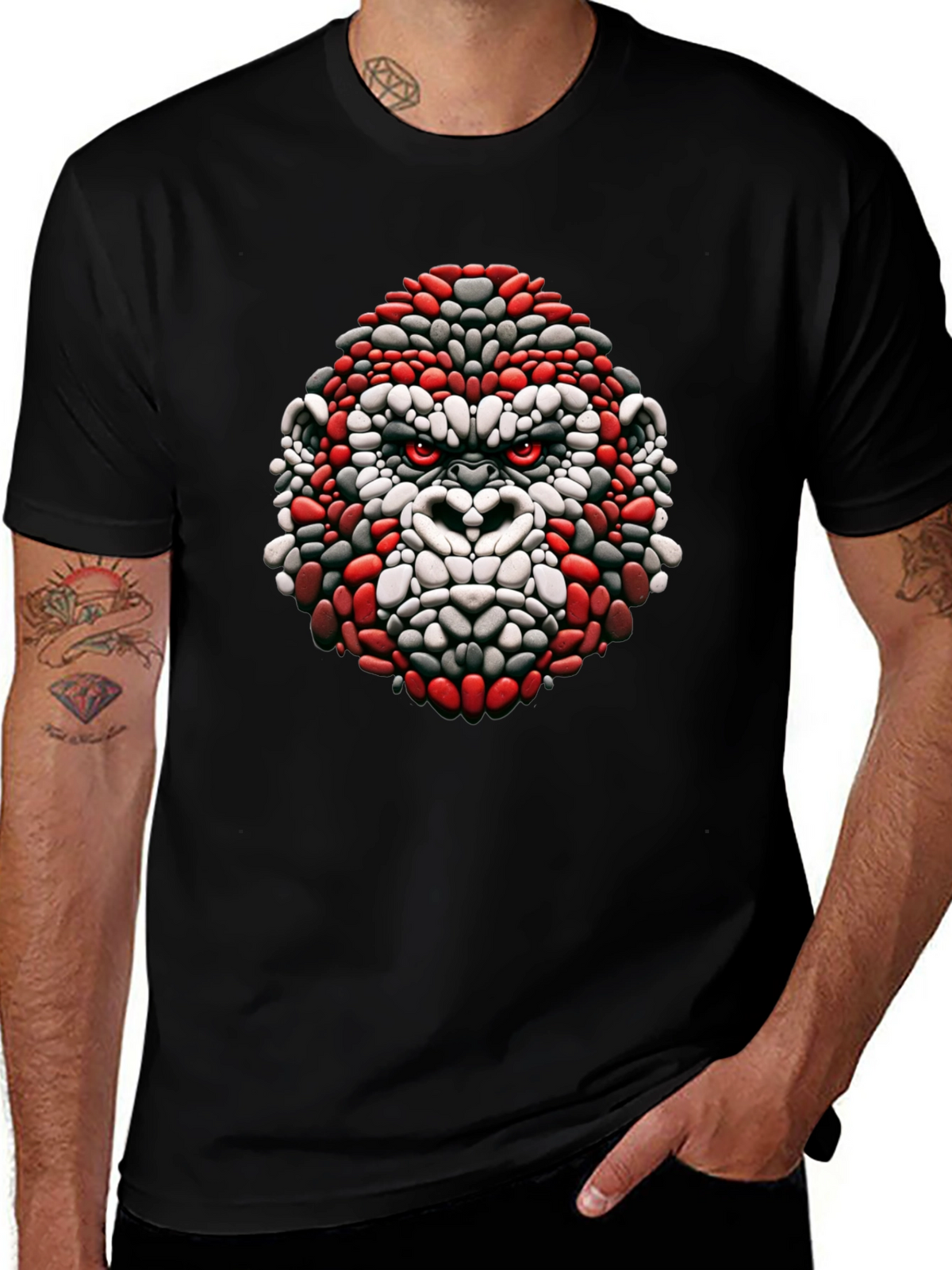 Cool Gorilla Head Graphic Black T-Shirt