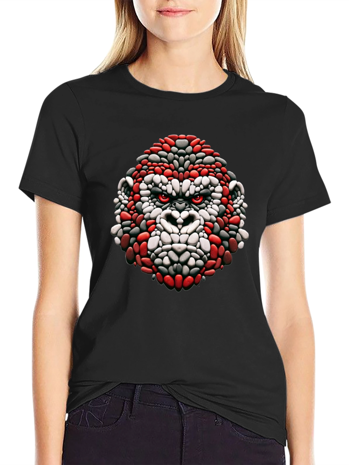 Cool Gorilla Head Graphic Black T-Shirt