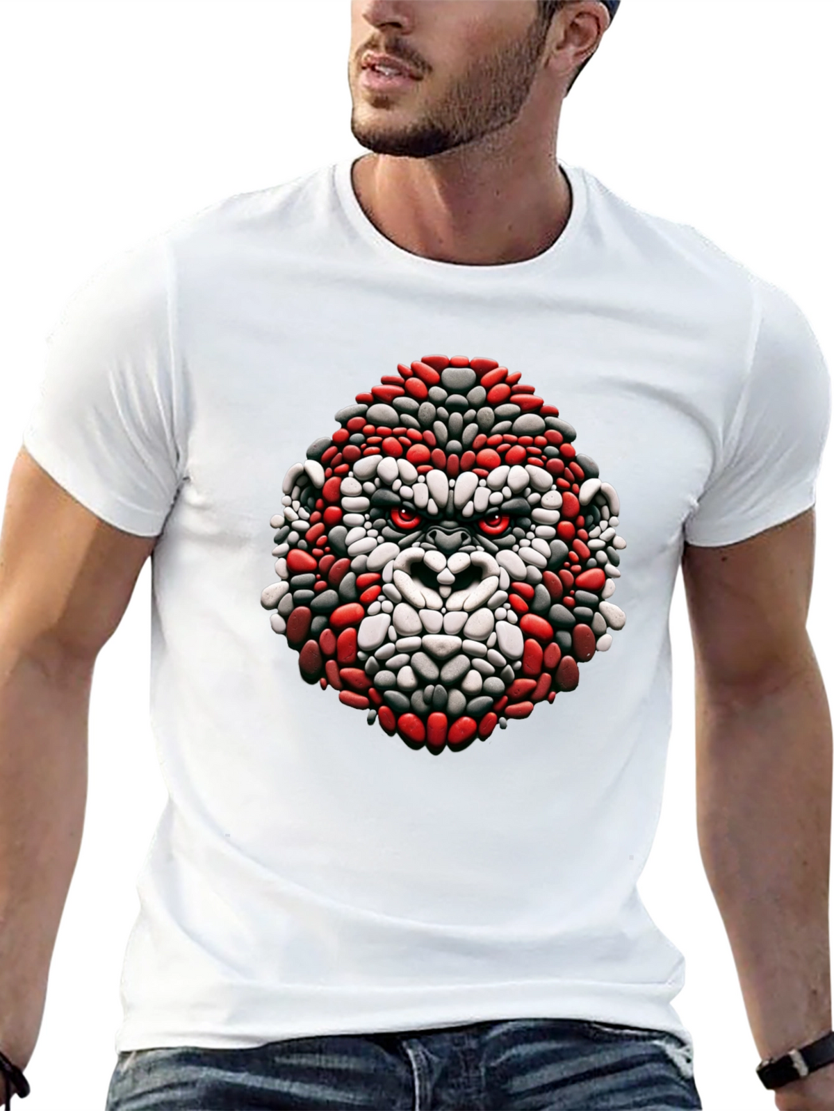 Cool Gorilla Head Graphic Black T-Shirt