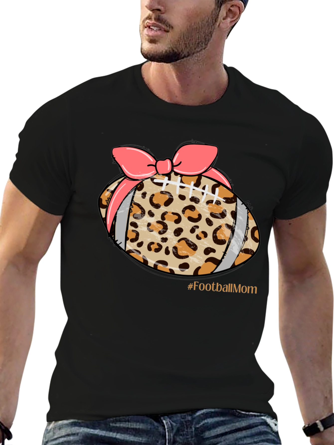 Football Mom Leopard Print T-Shirt