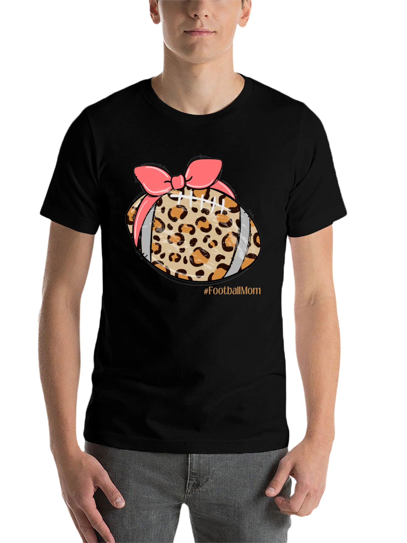 Football Mom Leopard Print T-Shirt