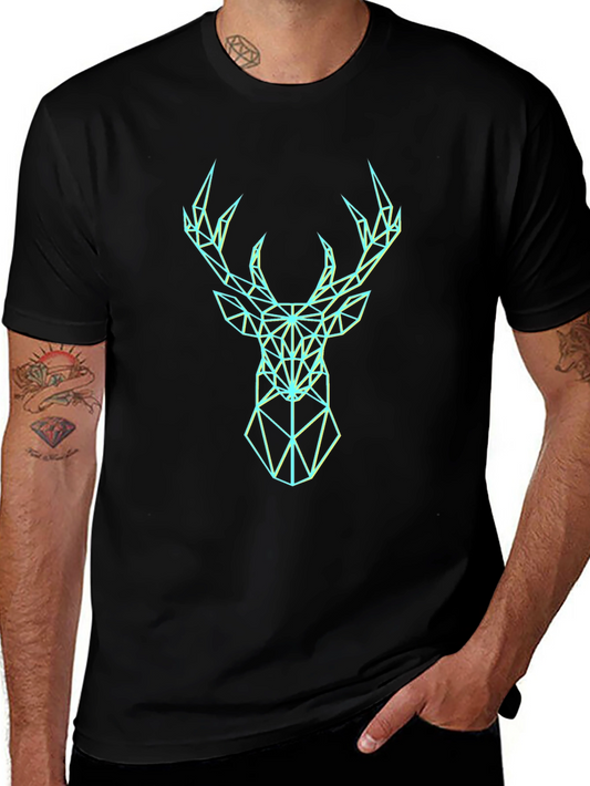Geometric Deer Graphic Tee - Modern Stag T-Shirt