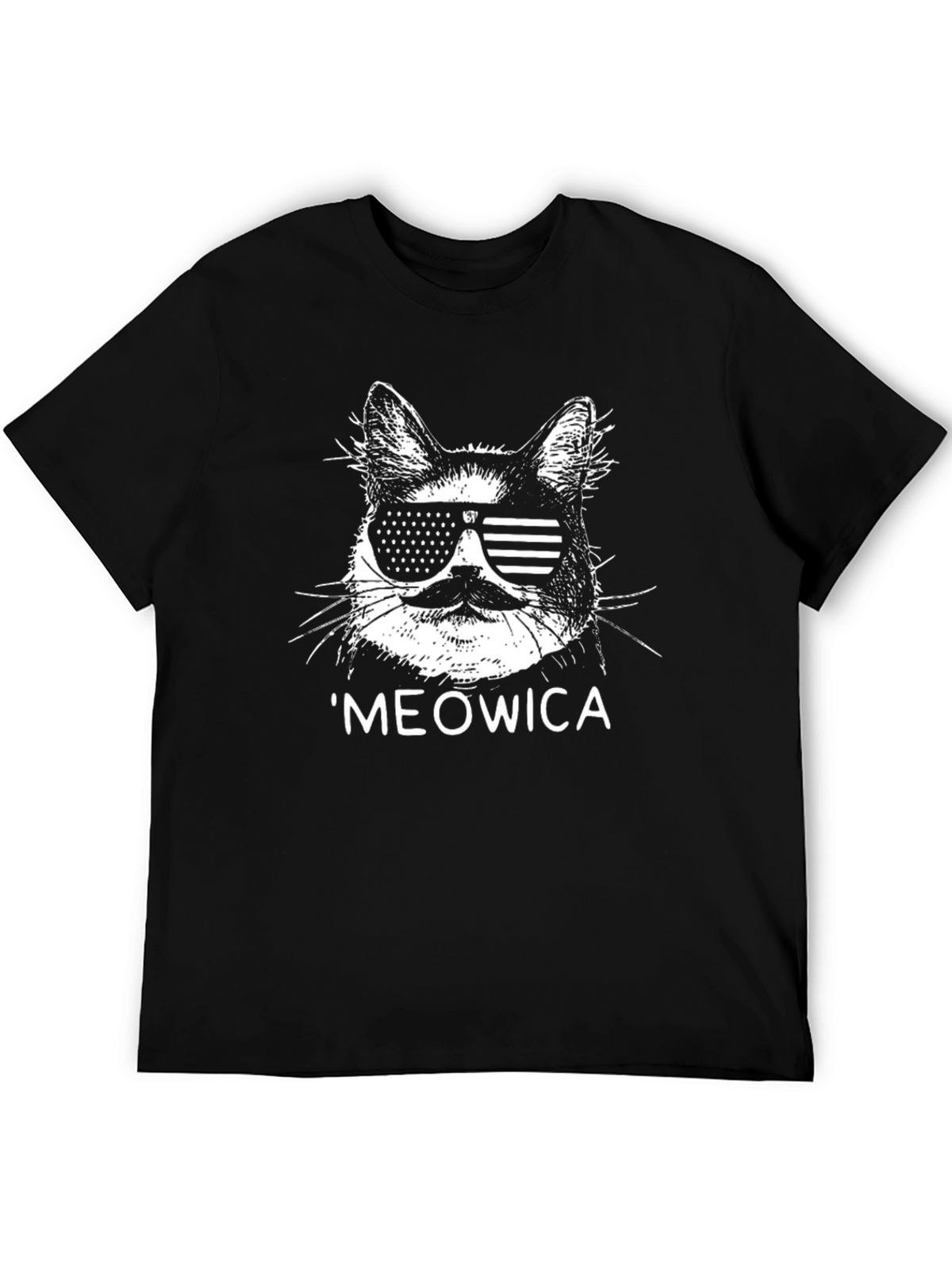 Meowica Cat Sunglasses Patriotic USA T-Shirt