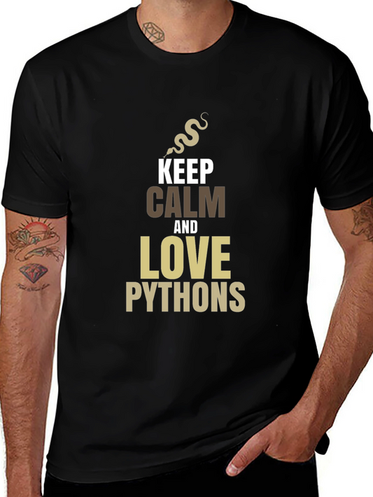 Keep Calm and Love Pythons Black T-Shirt