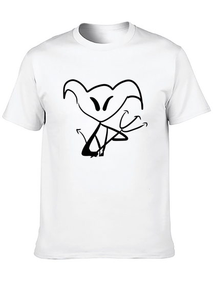 Black T-Shirt with Cartoon Figure Print