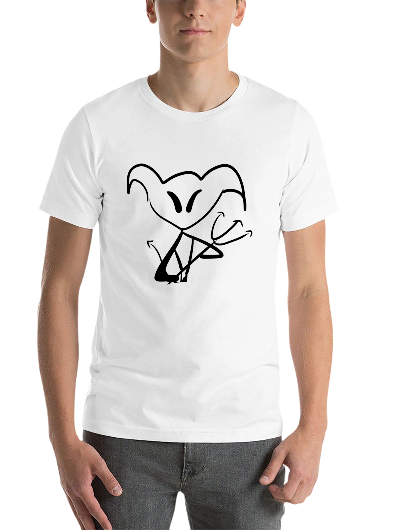 Black T-Shirt with Cartoon Figure Print