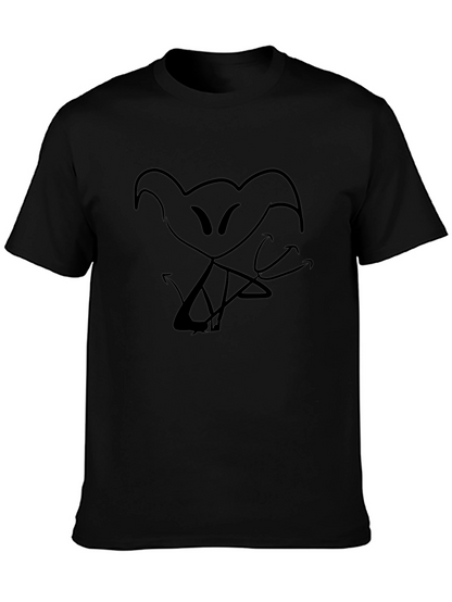 Black T-Shirt with Cartoon Figure Print