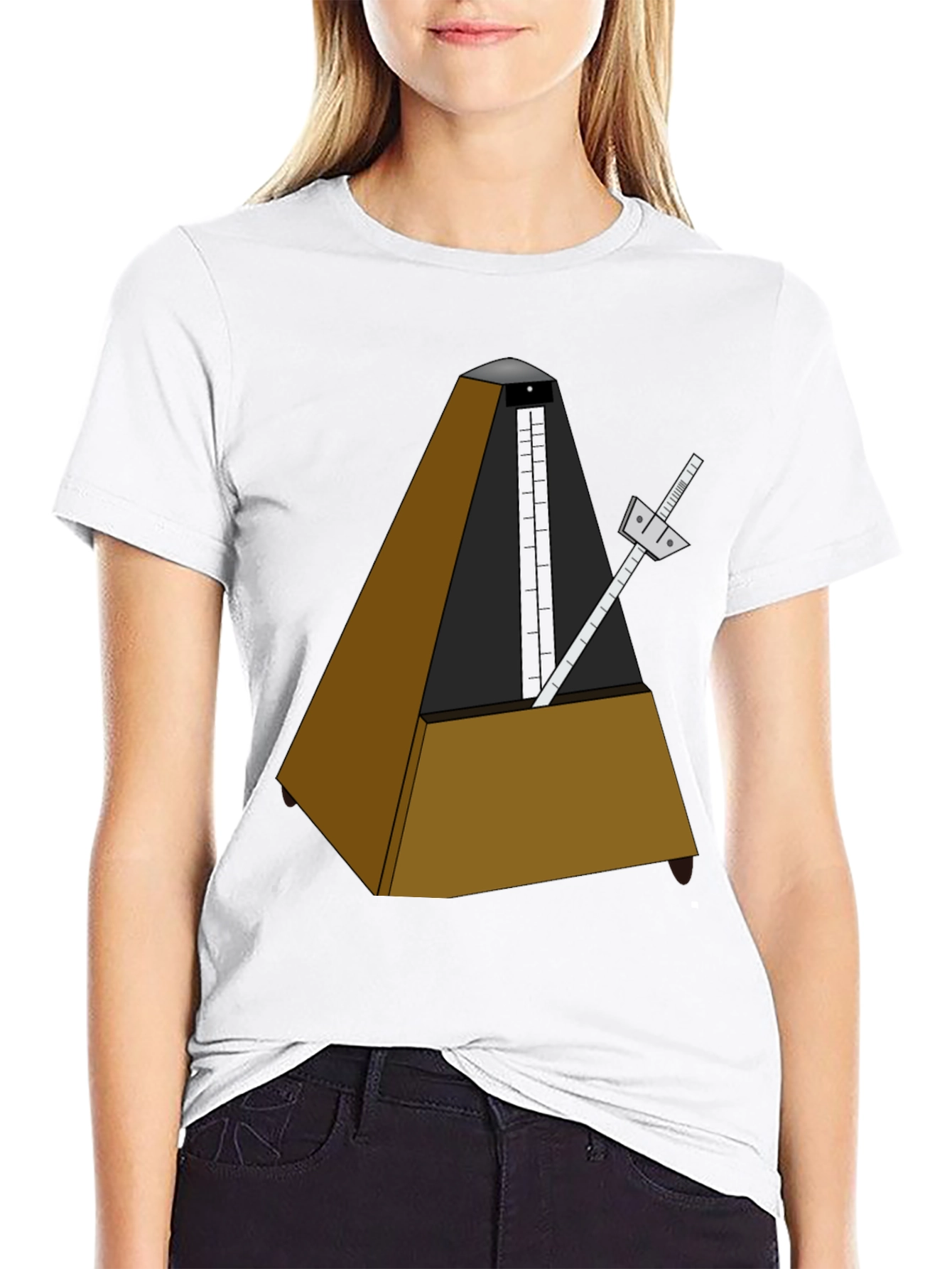 Musical Metronome Graphic Tee - Black Cotton Shirt