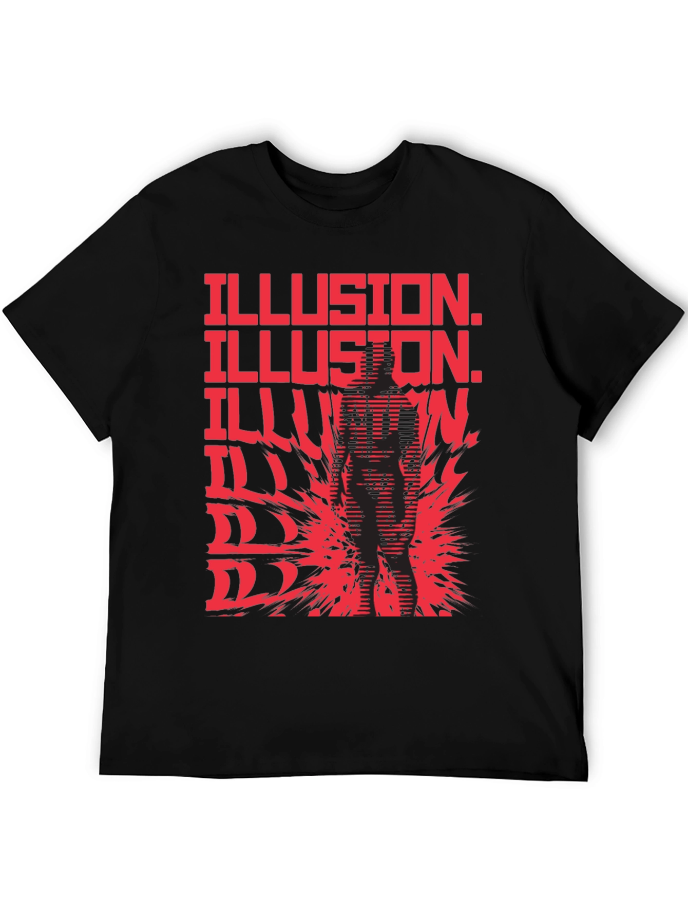Illusion Graphic Print Black T-Shirt