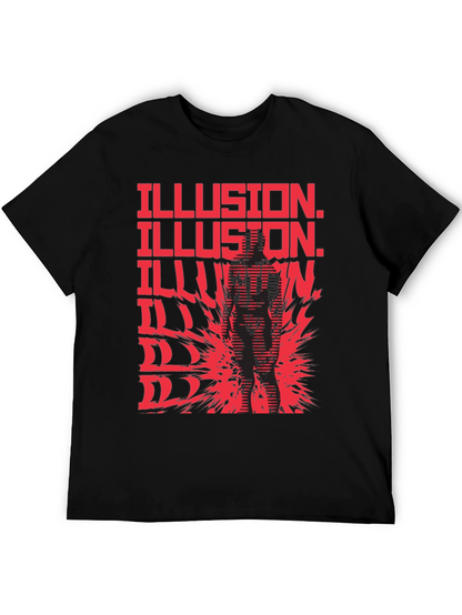 Illusion Graphic Print Black T-Shirt
