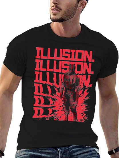 Illusion Graphic Print Black T-Shirt