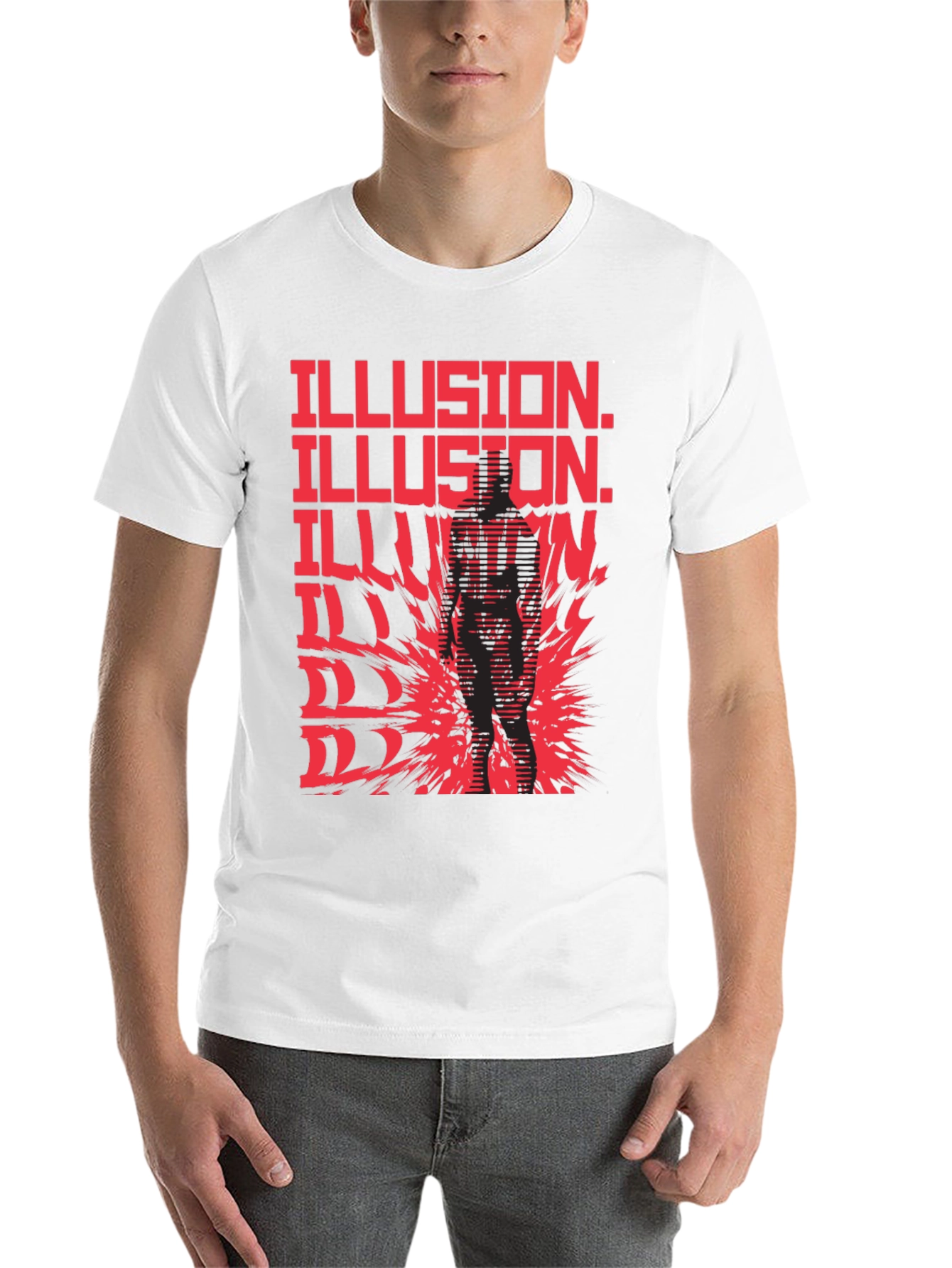 Illusion Graphic Print Black T-Shirt