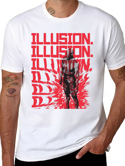 Illusion Graphic Print Black T-Shirt