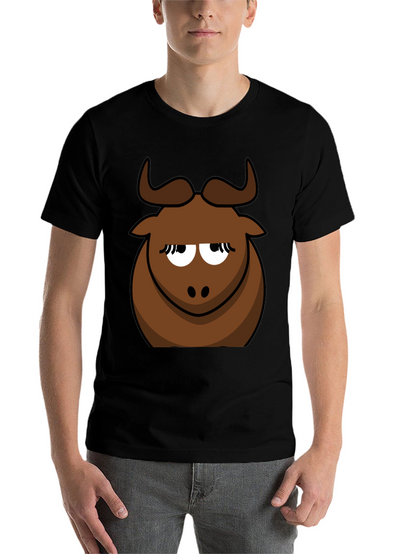 Funny Cartoon Bull Graphic Tee - Black Cotton T-Shirt