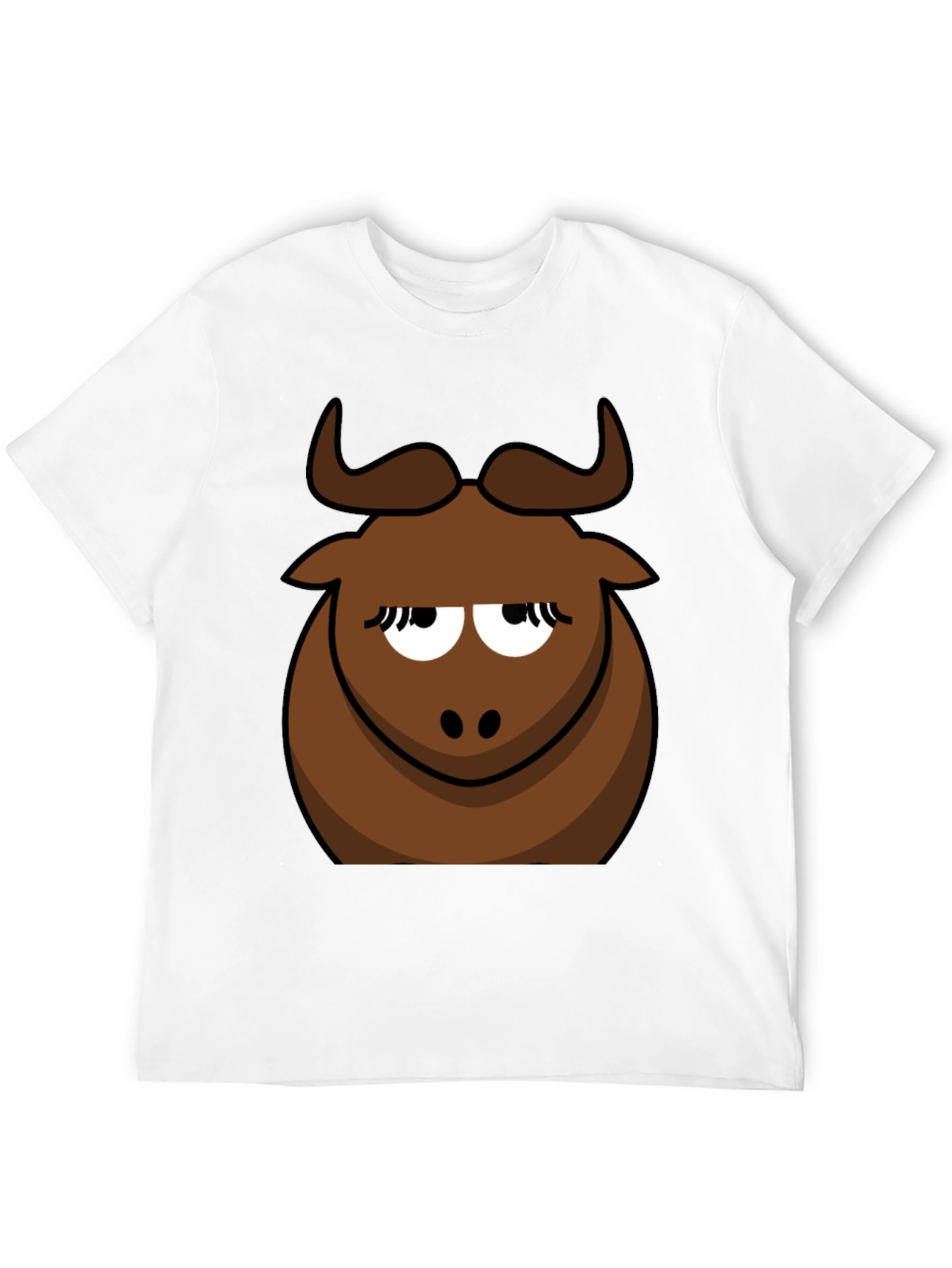 Funny Cartoon Bull Graphic Tee - Black Cotton T-Shirt