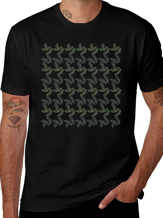 Leaf Pattern Black T-Shirt