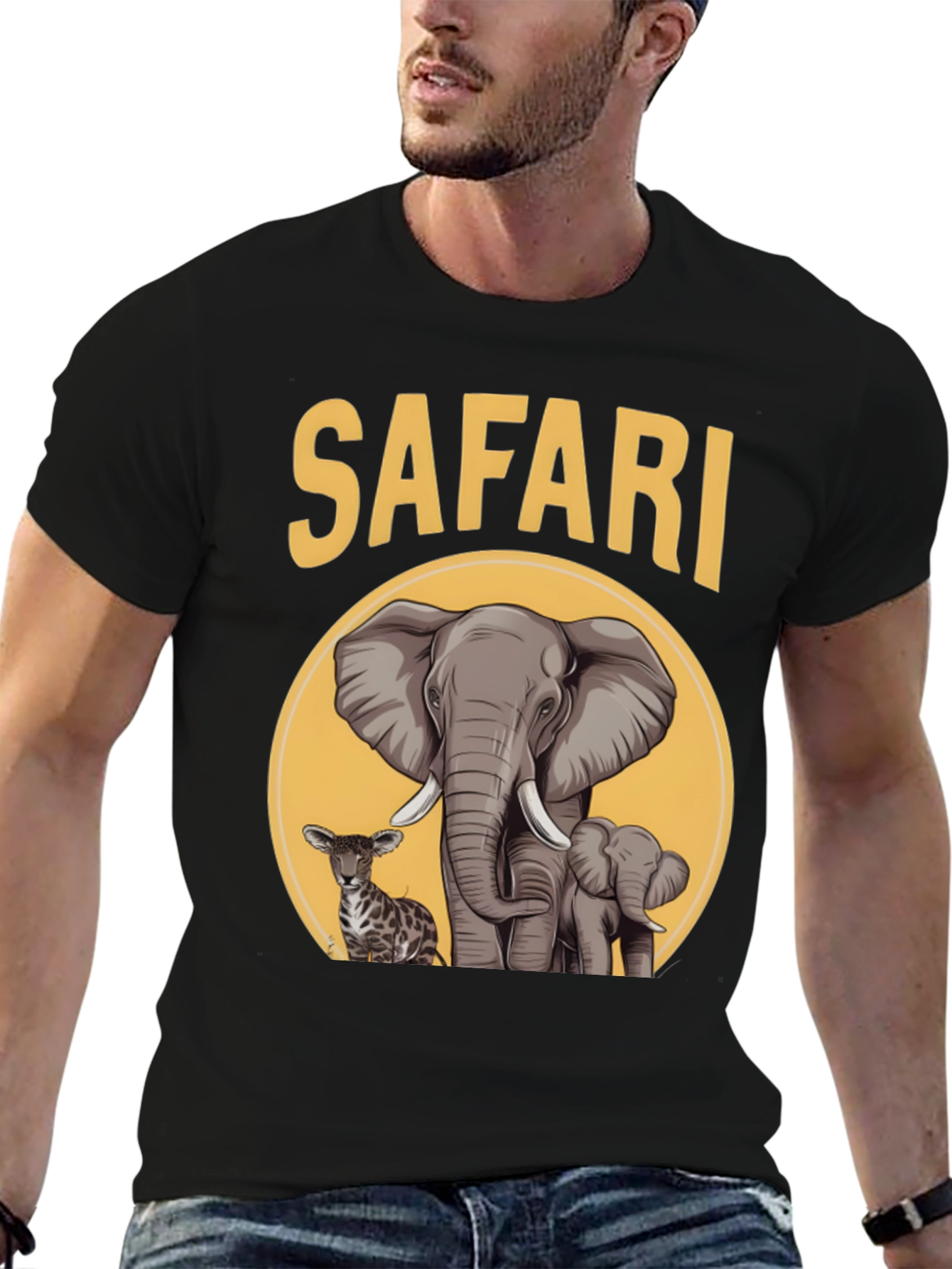 Safari T-Shirt with Elephants and Antelope