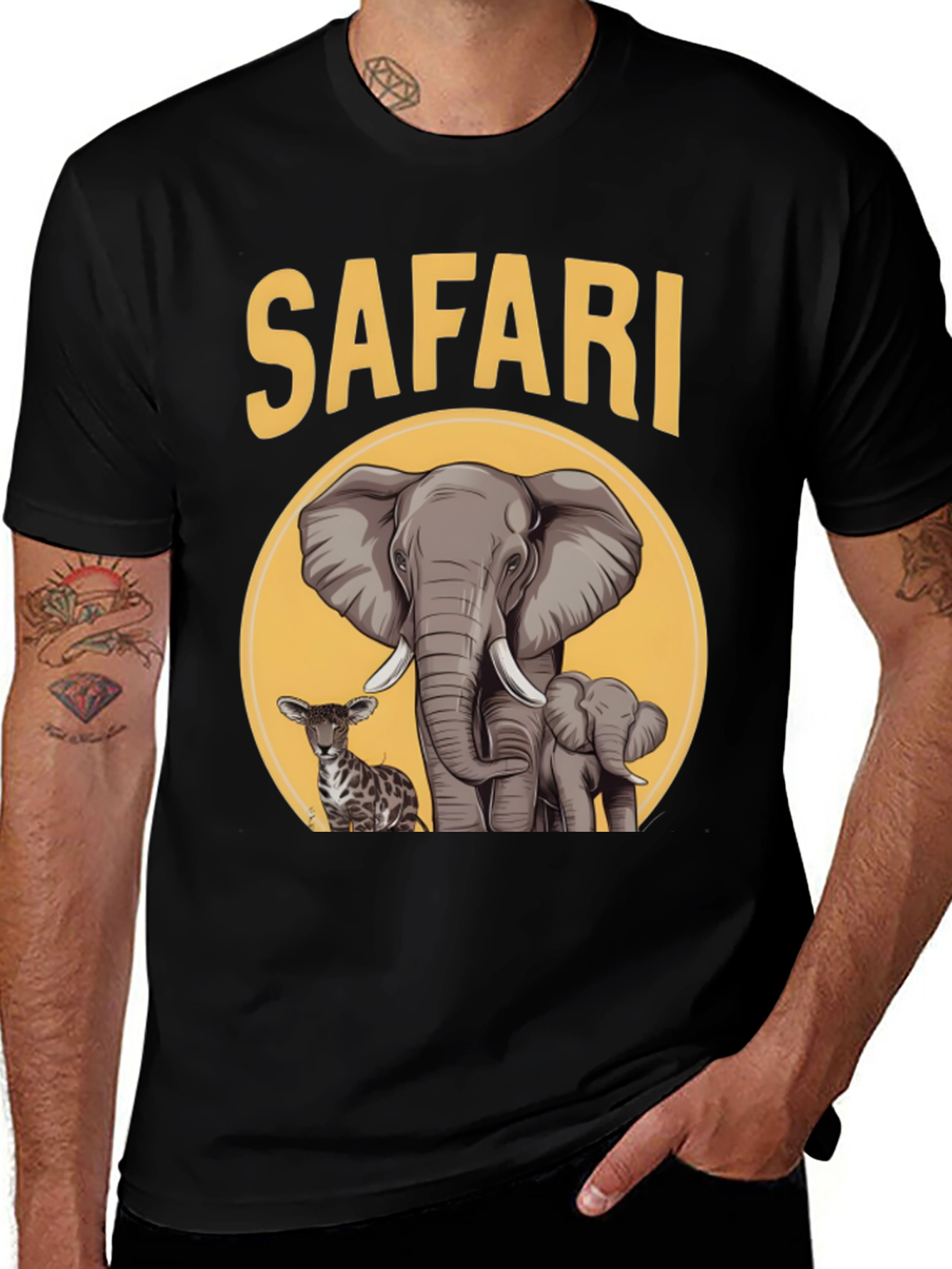 Safari T-Shirt with Elephants and Antelope