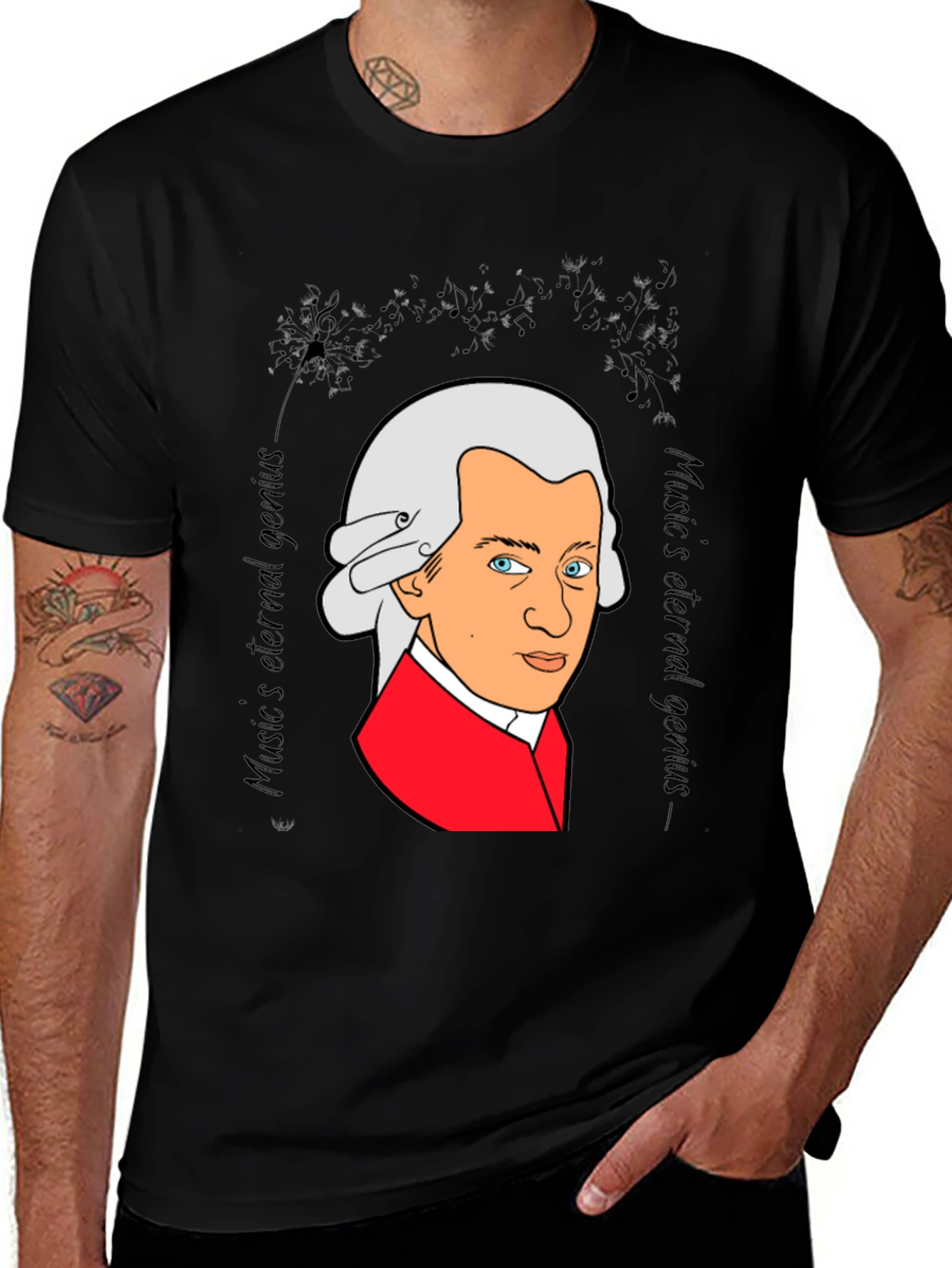 Mozart Music Genius Black T-Shirt