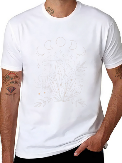 Mystic Moon Phases & Crystals Black T-Shirt