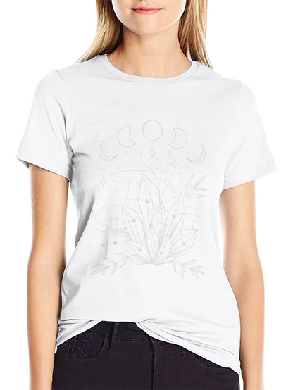 Mystic Moon Phases & Crystals Black T-Shirt