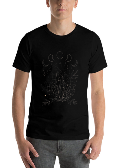 Mystic Moon Phases & Crystals Black T-Shirt