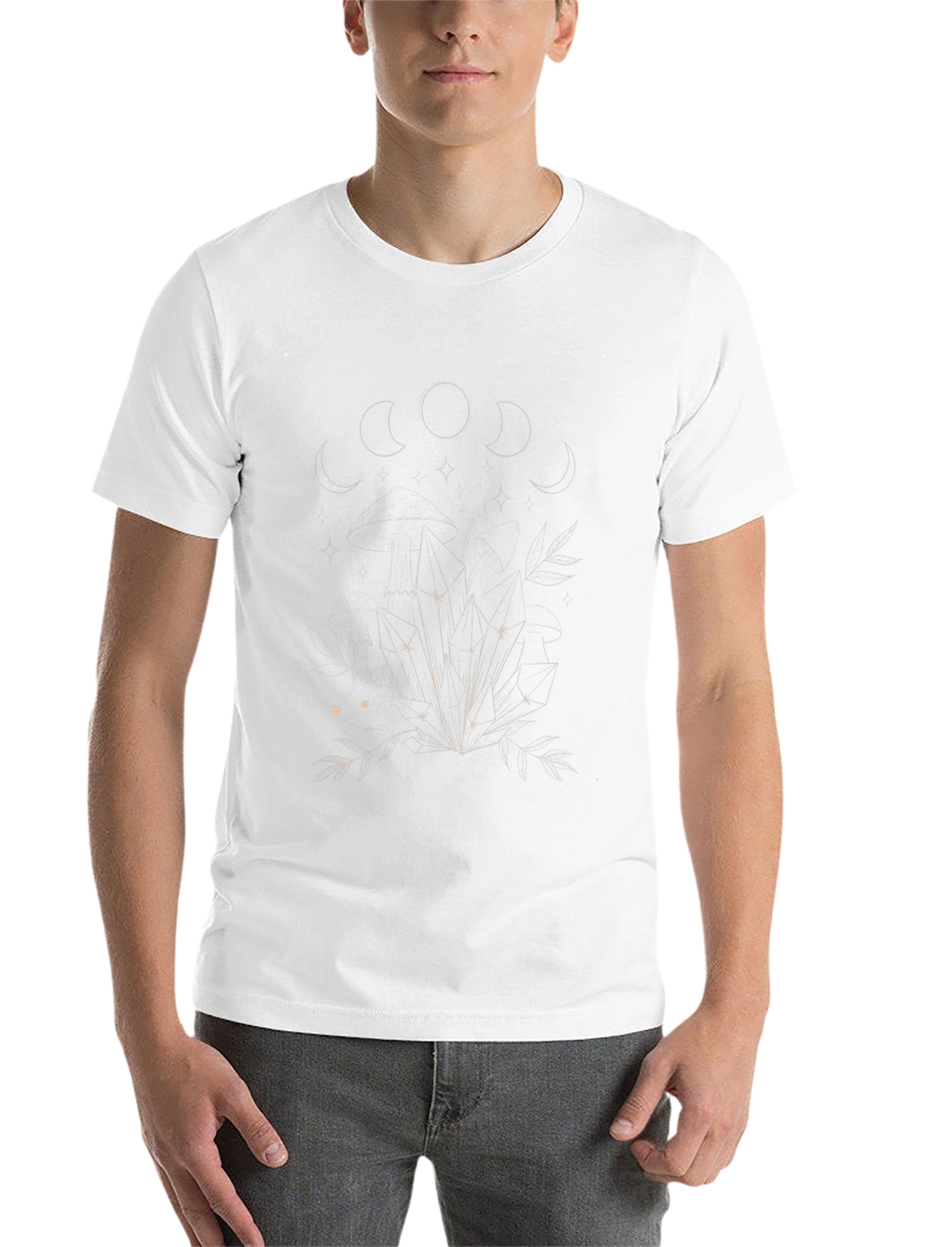 Mystic Moon Phases & Crystals Black T-Shirt