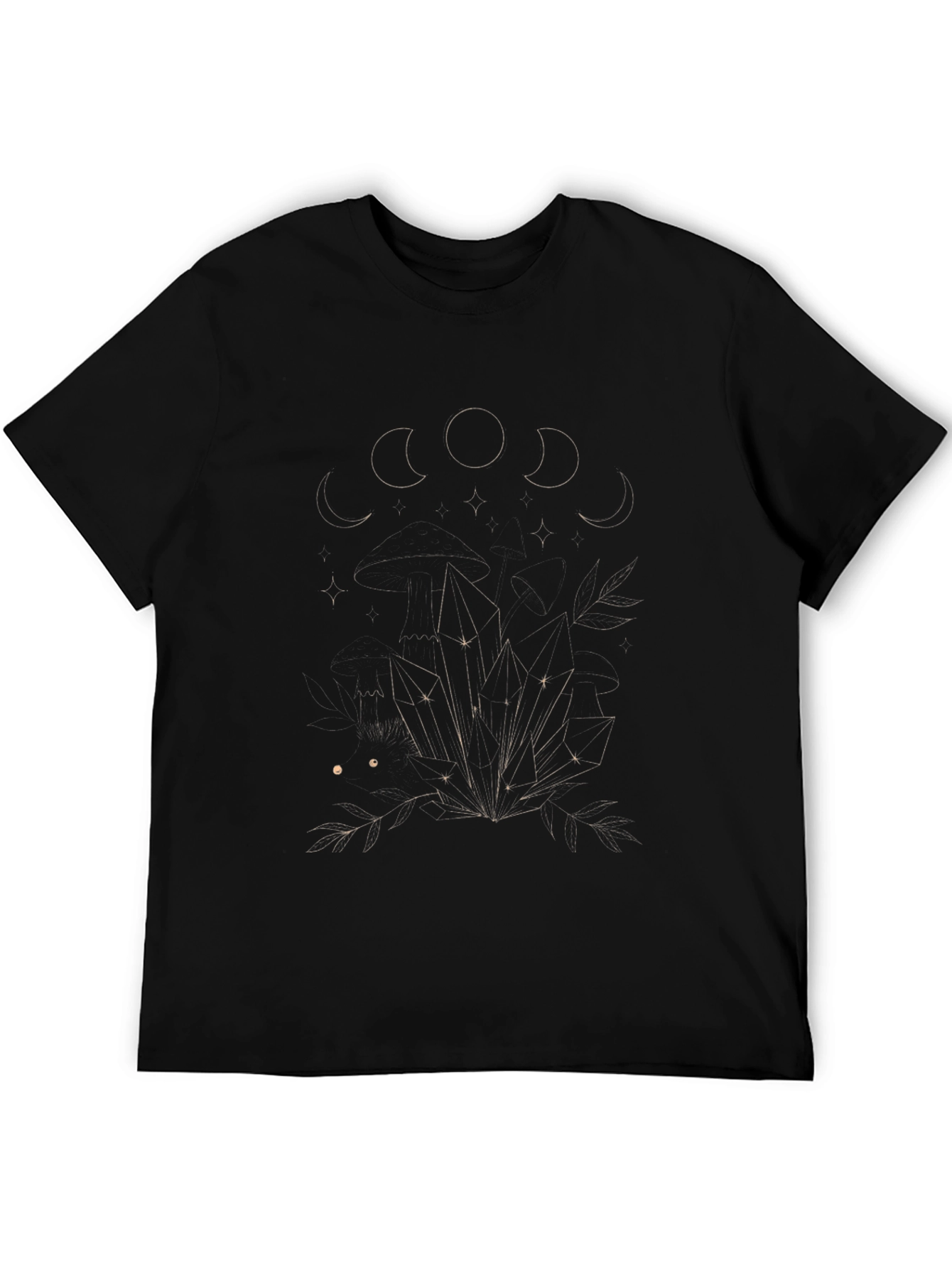 Mystic Moon Phases & Crystals Black T-Shirt
