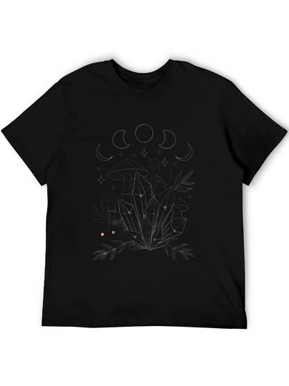 Mystic Moon Phases & Crystals Black T-Shirt