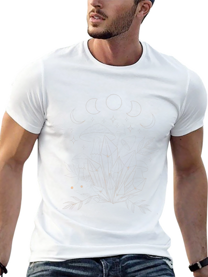 Mystic Moon Phases & Crystals Black T-Shirt