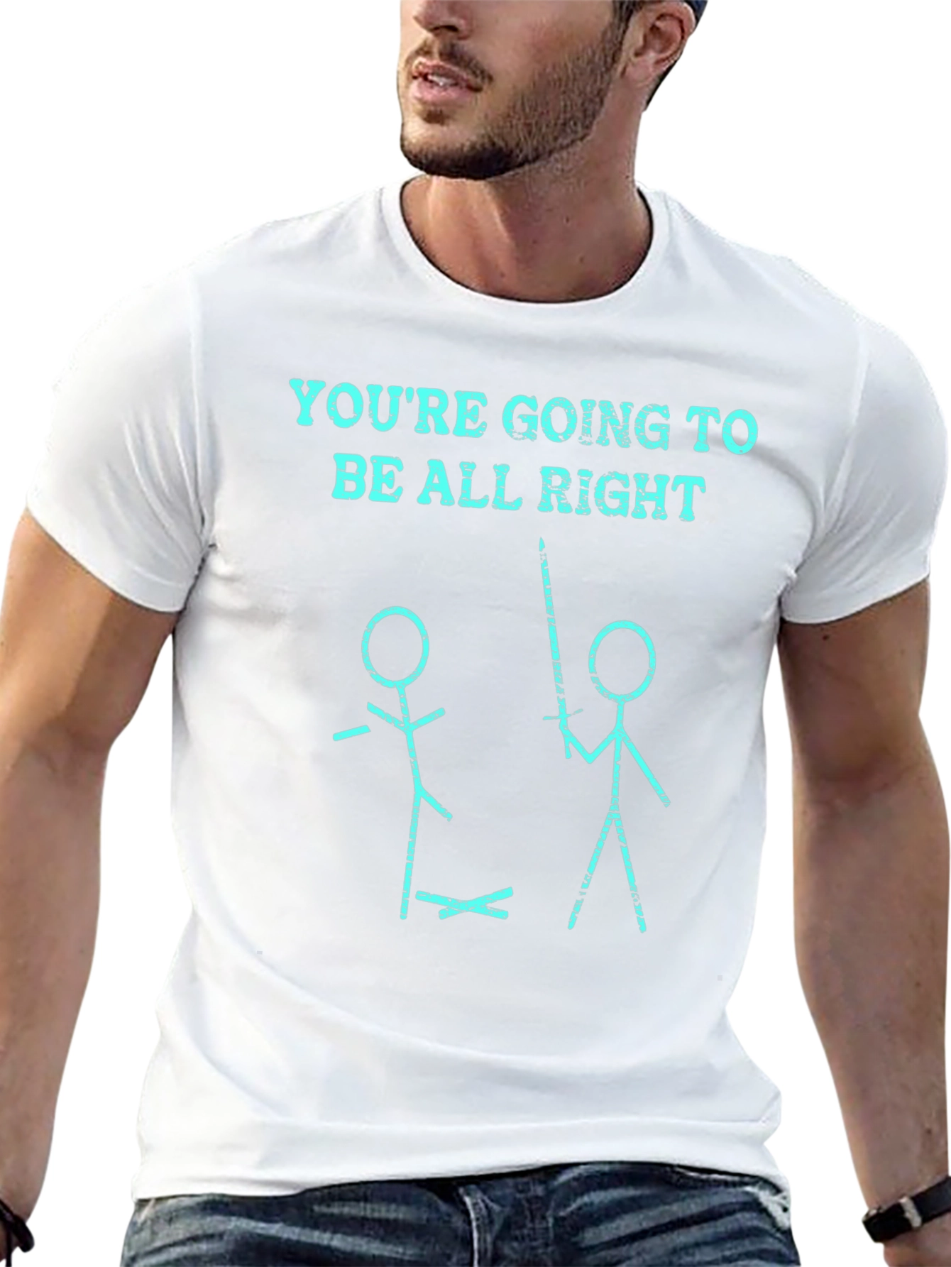 Humorous Stick Figure Graphic Tee