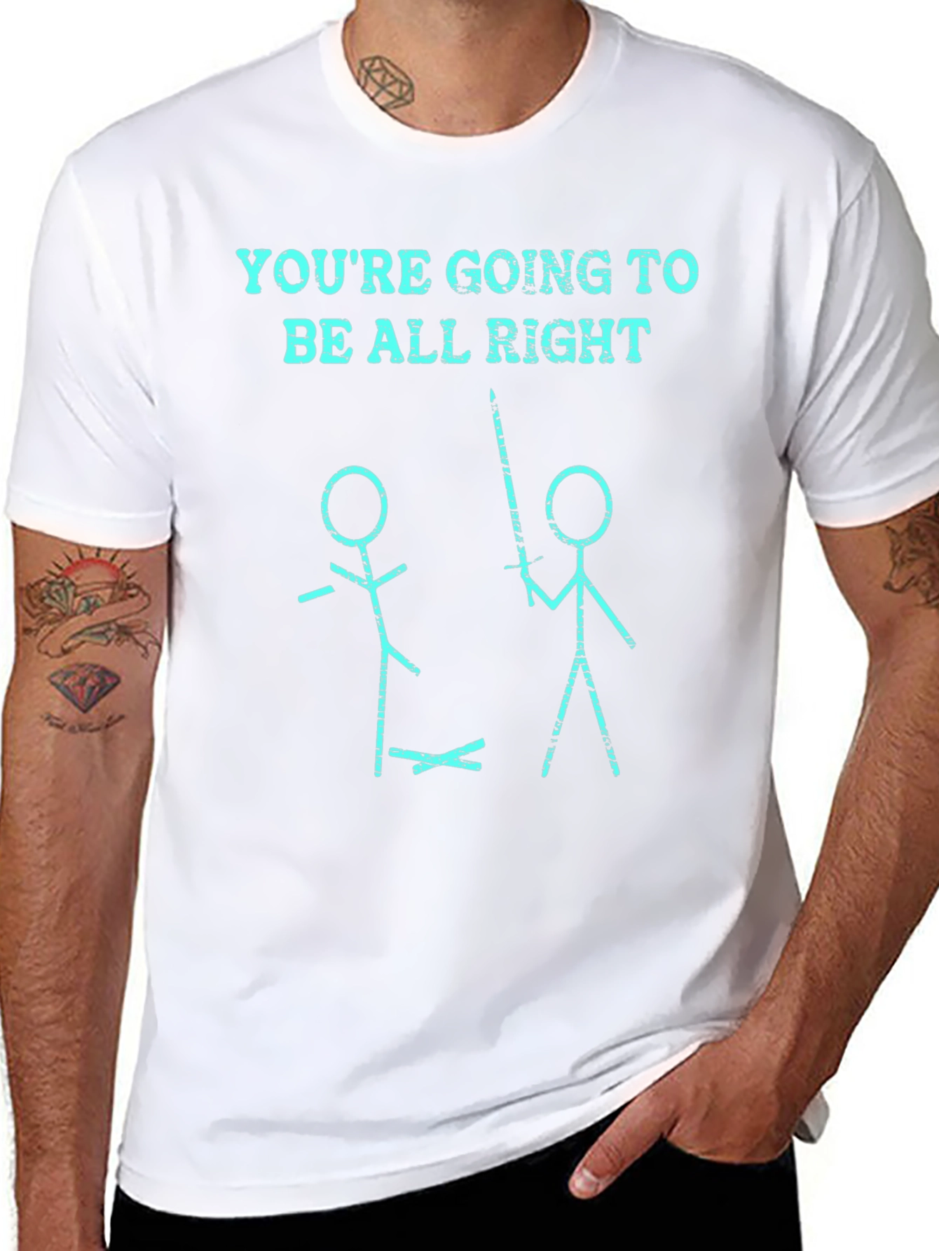 Humorous Stick Figure Graphic Tee