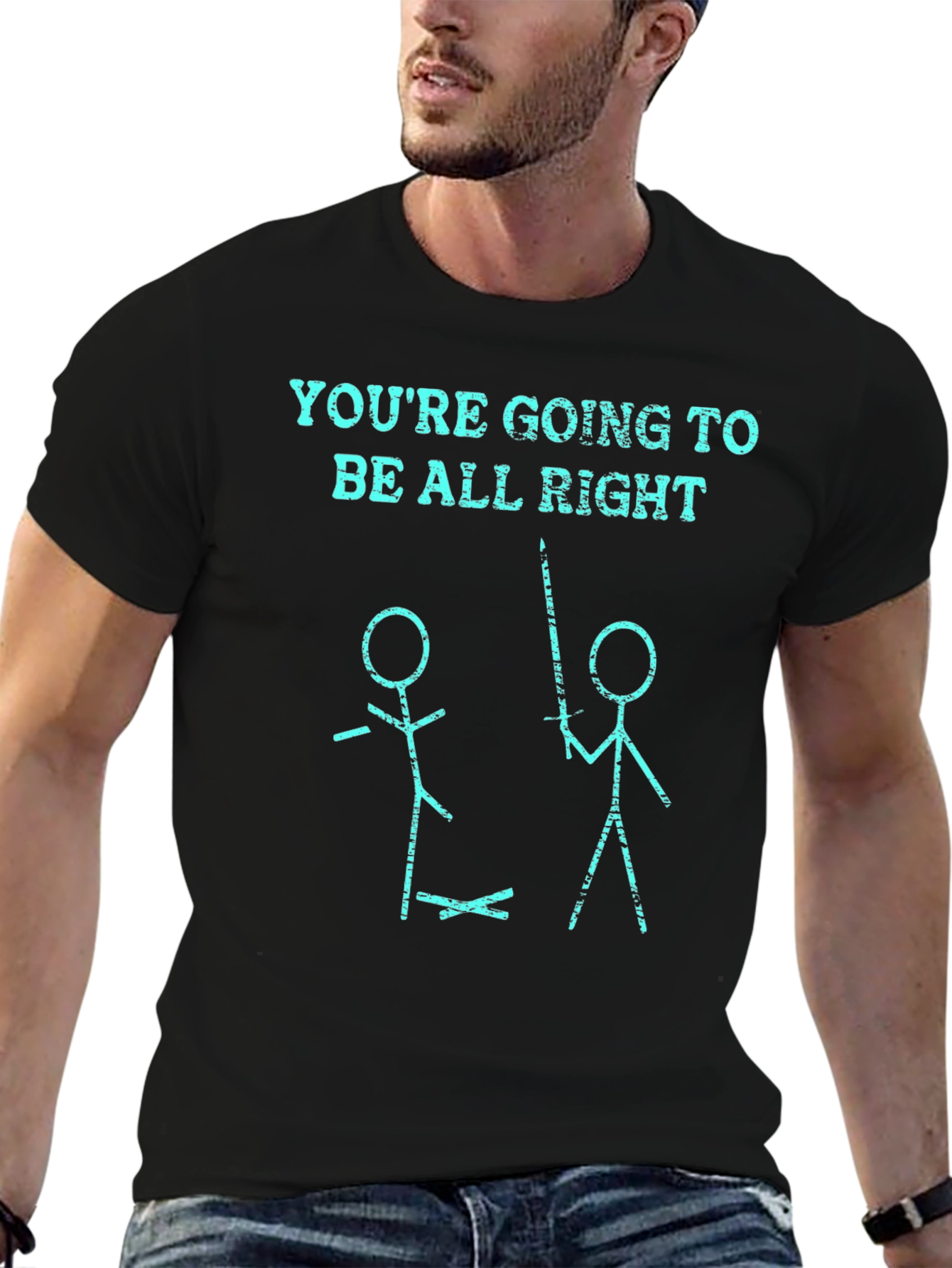 Humorous Stick Figure Graphic Tee