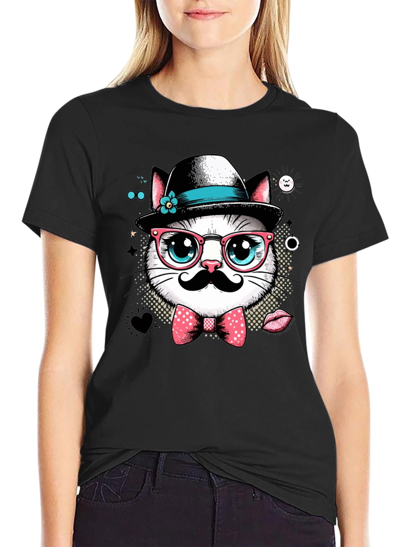 Hipster Cat Graphic Tee - Cool Cat Lovers T-Shirt