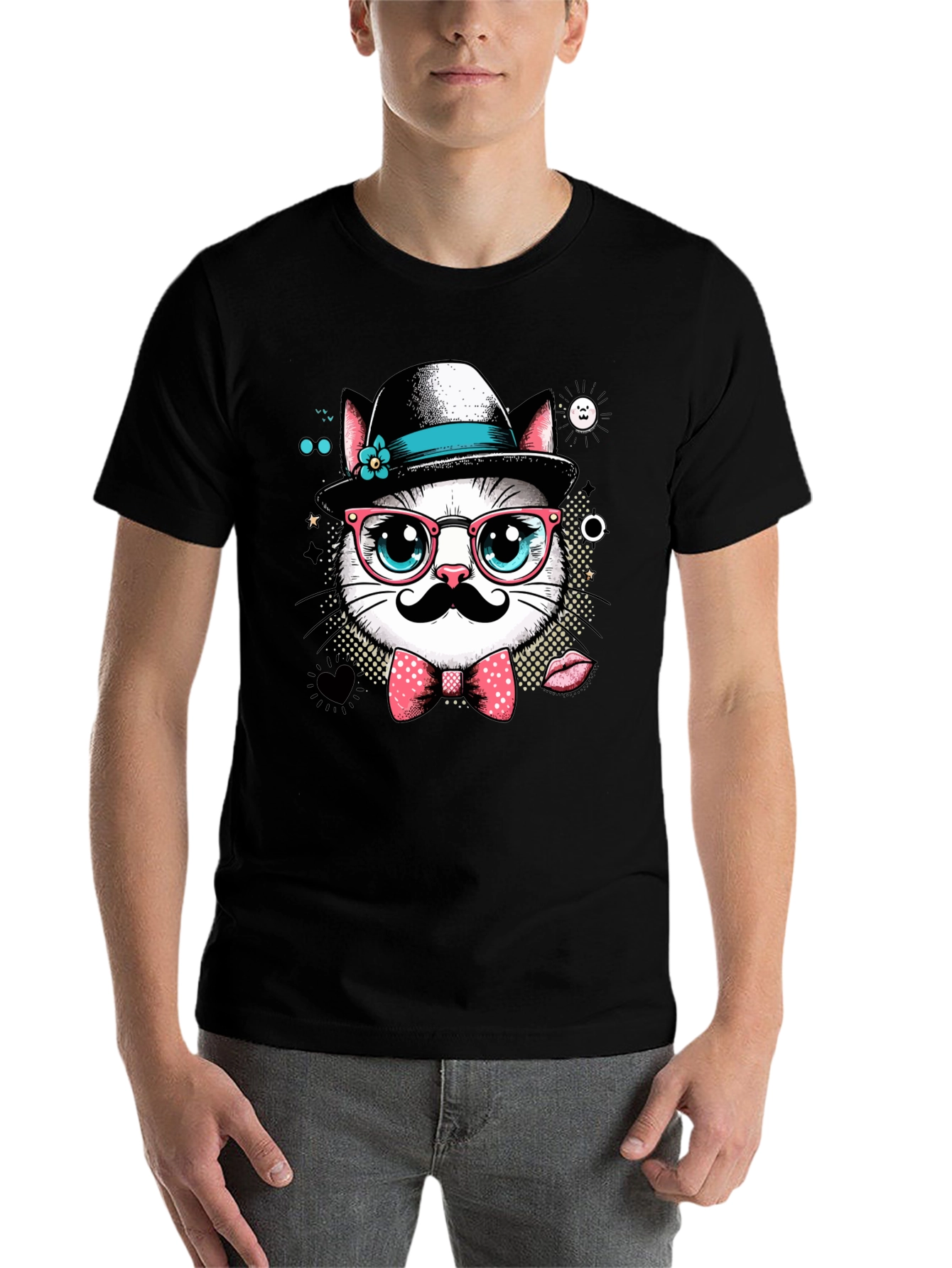 Hipster Cat Graphic Tee - Cool Cat Lovers T-Shirt