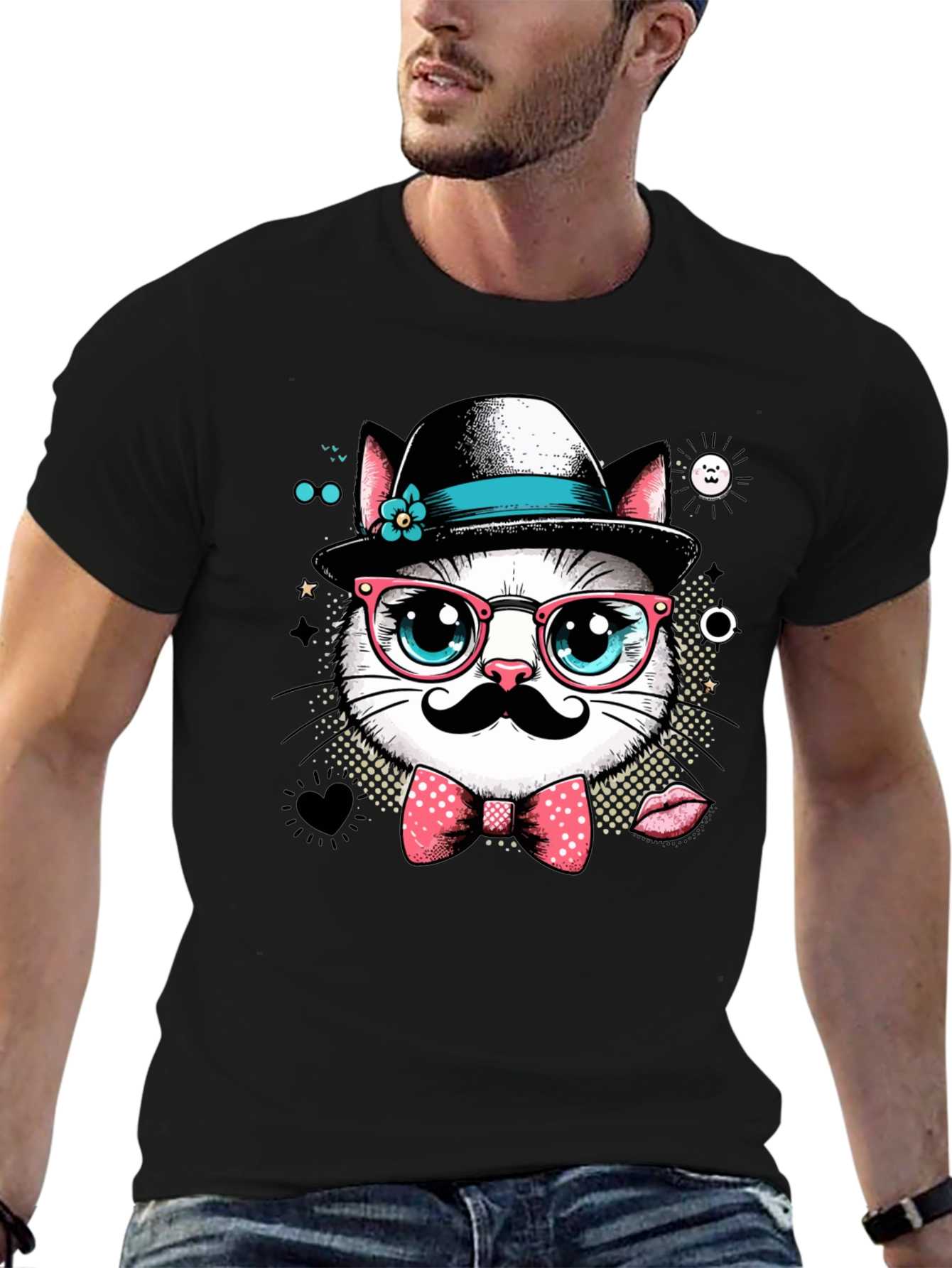 Hipster Cat Graphic Tee - Cool Cat Lovers T-Shirt