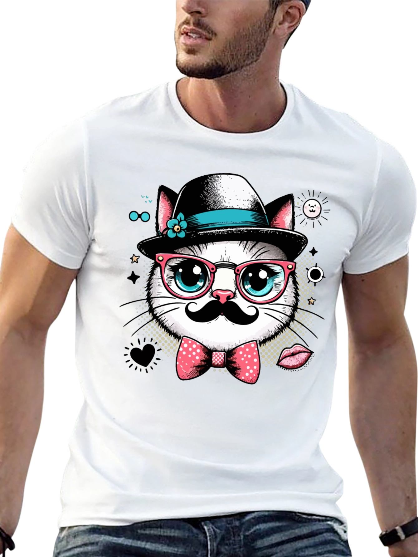 Hipster Cat Graphic Tee - Cool Cat Lovers T-Shirt