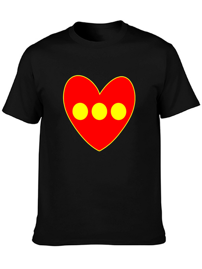 Red Heart 3-Circle Graphic Black T-Shirt