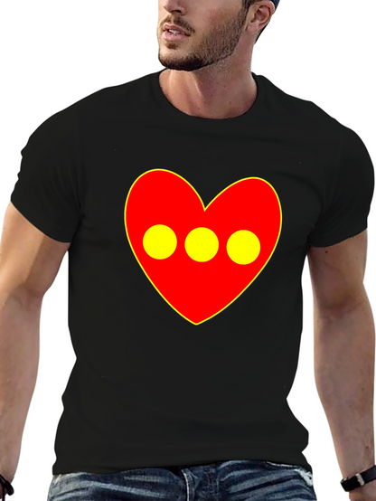 Red Heart 3-Circle Graphic Black T-Shirt